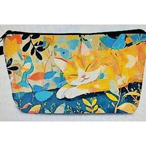 Sleeping Ginger Orange Cat in Garden Cute Makeup Bag‎ - New